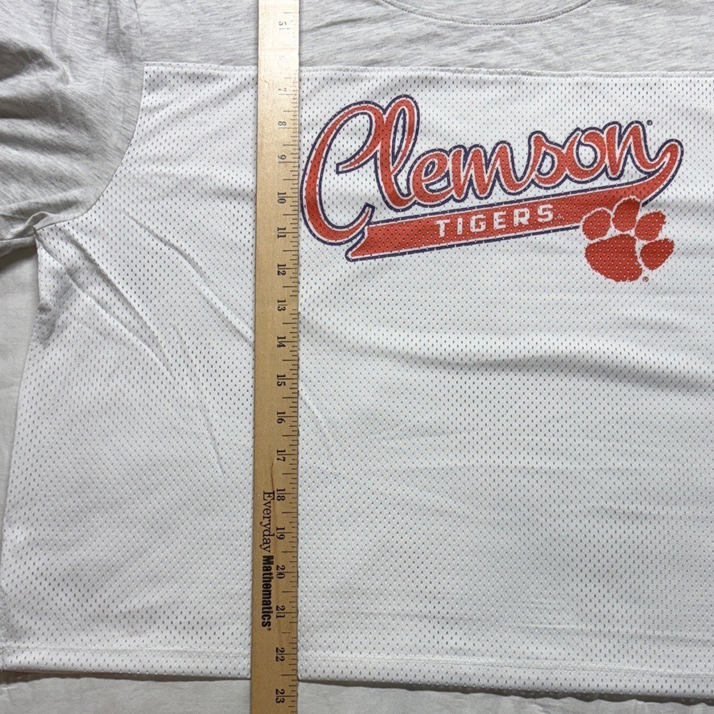 Clemson Tigers Women’s White Mesh Yoke NCAA Official Game Day T-Shirt XL NWT