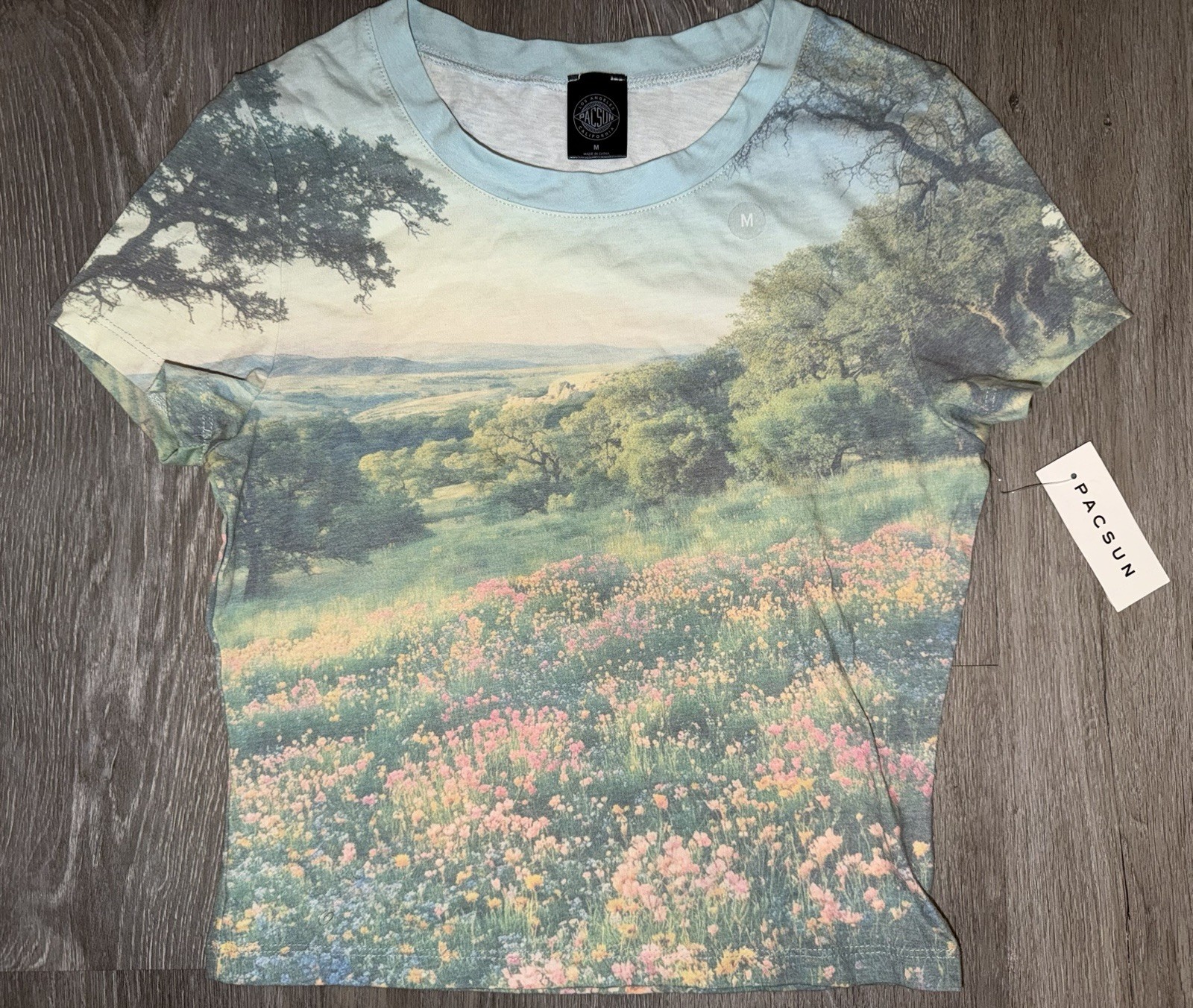 PacSun Nature Floral Graphic Print Crew Neck Short Sleeve Cotton Knit Tee M