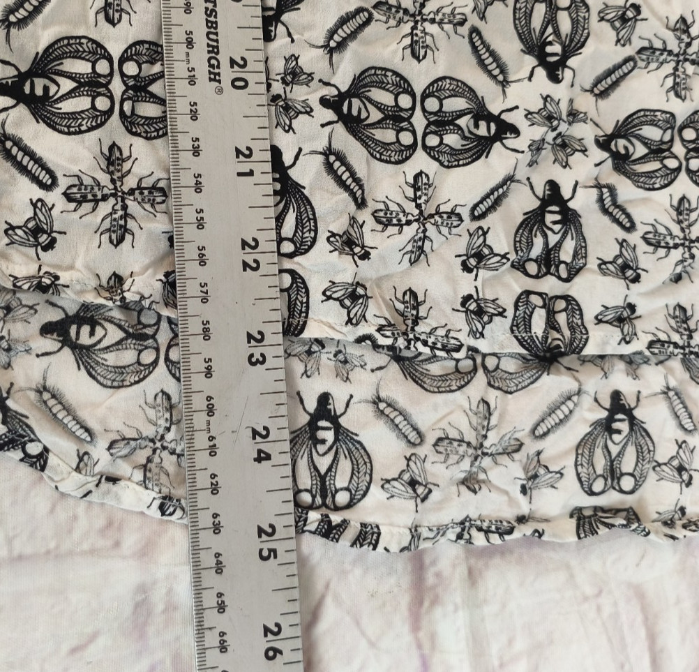 Stylus Quircky Insect print blouse bug entomology cottage dark academia size L