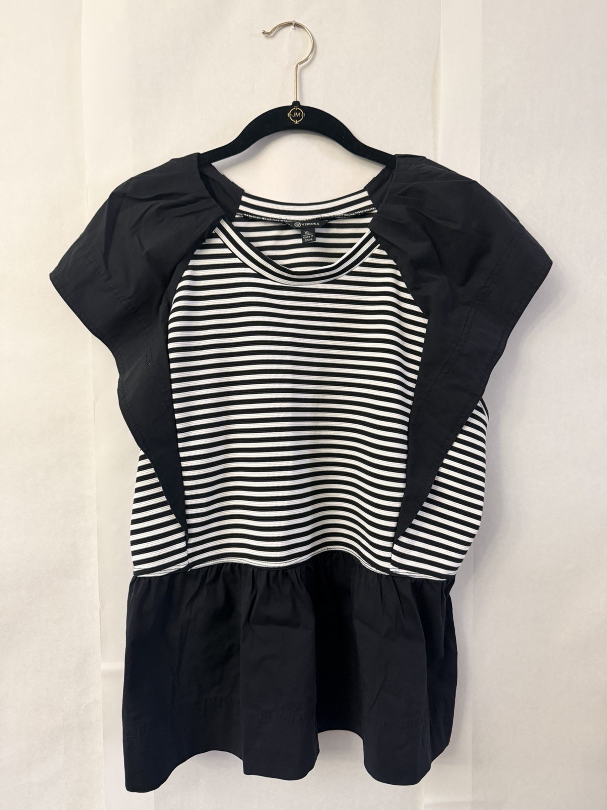Versona Women’s Peplum Top Black & White Size XL
