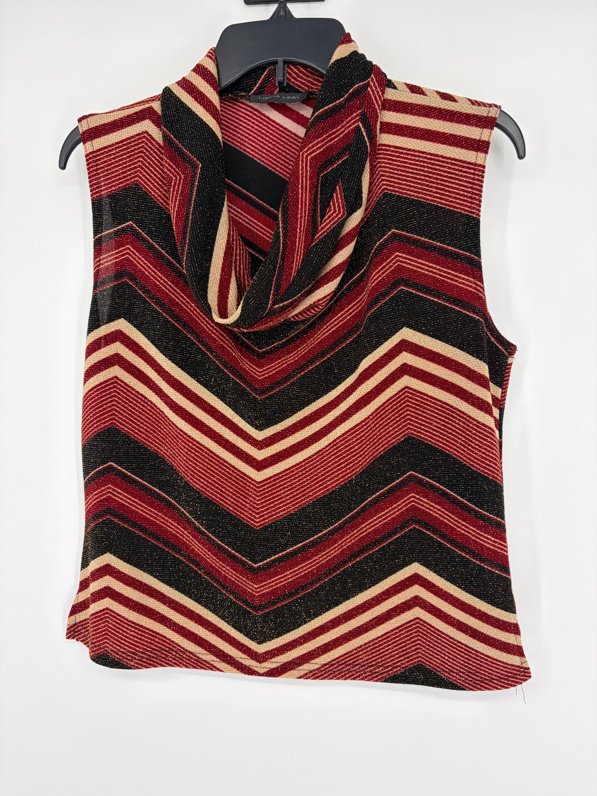 Linda Leal Multicolored Metallic Sleeveless Cowl Neck Tank Top Women’s Size XL