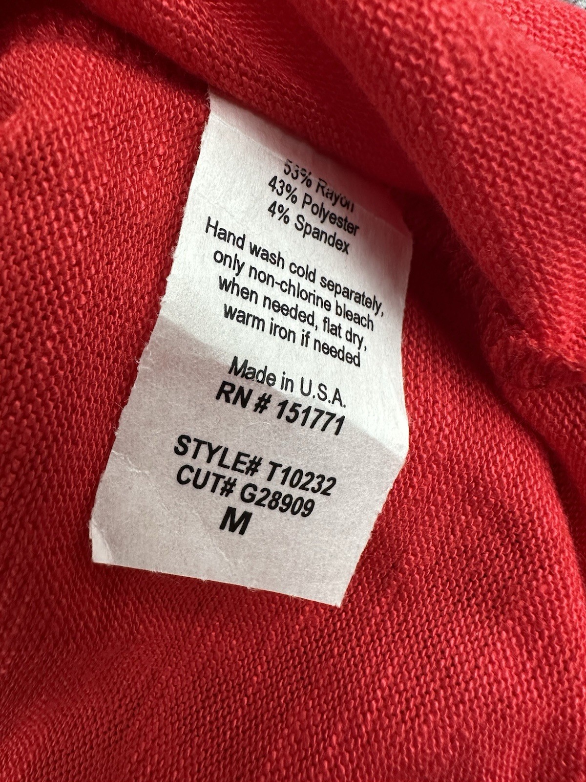 Kaileigh Women’s Medium Tina Short Sleeve Ruffle Knit Tee Red – New