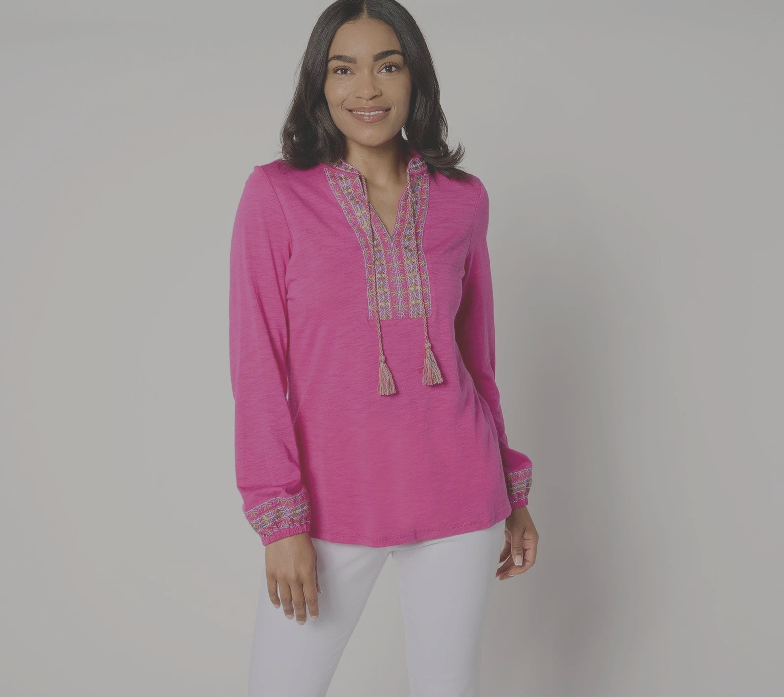 BELL BY KIM GRAVEL KNIT BALLOON SLEEVE EMBRODERED TASSEL TOP SANGRIA LARGE