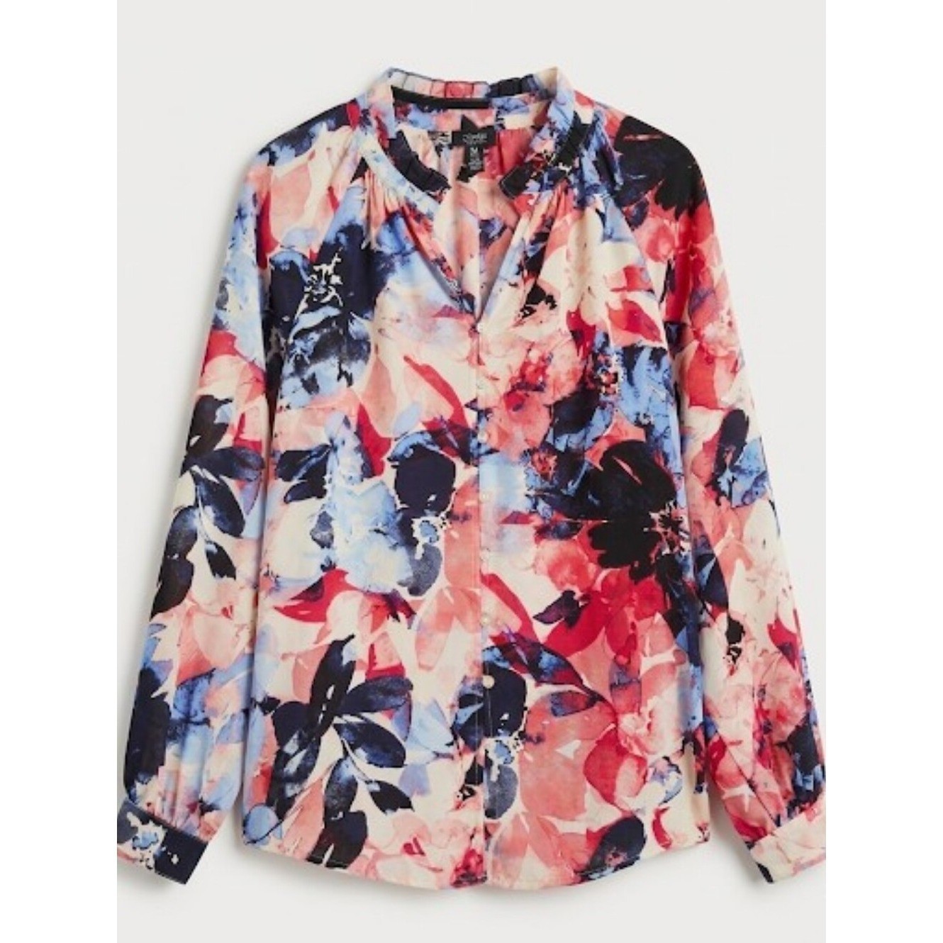 Jones New York Multicolor Floral Watercolor Blouse Size M