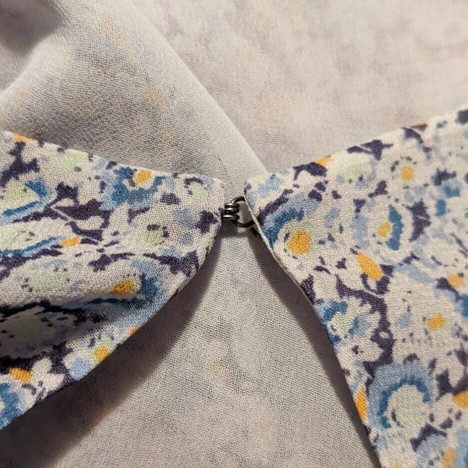 LoveShackFancy Nellie Bluejay 100% Silk Top Floral Ruffle Jewel Blouse XS