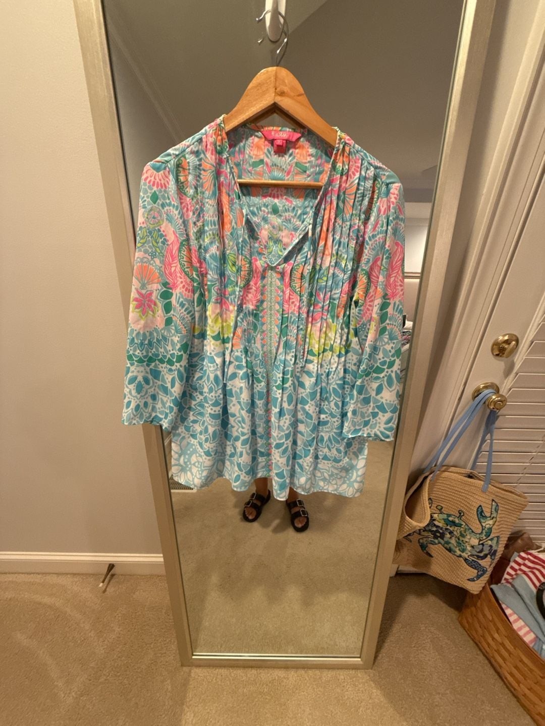 Lilly Pulitzer Marilina Tunic Top in Blue Multi Floral Print