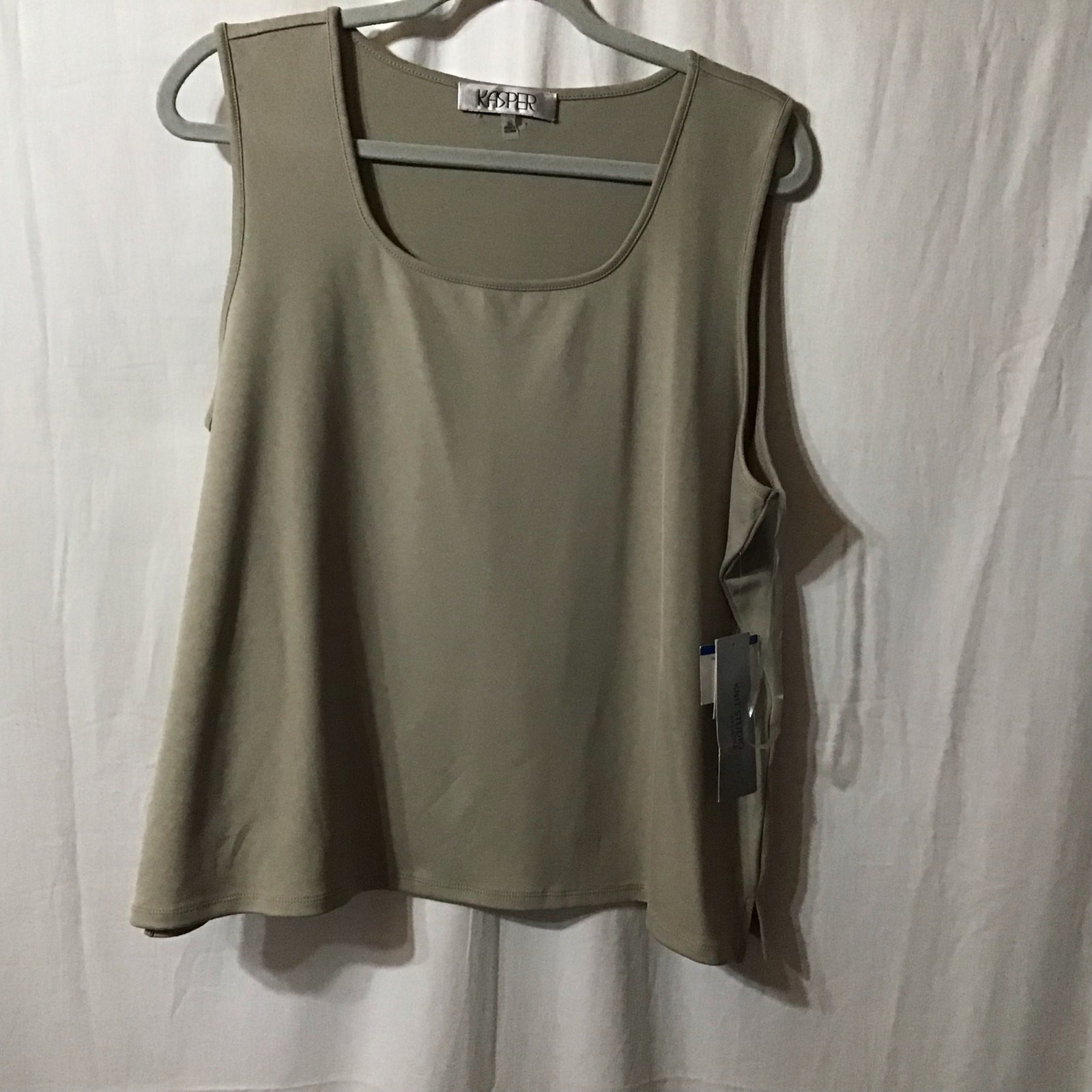Kasper NWT Layering Knit Tank Clay Beige Neutral Basic XL Scoop Neck