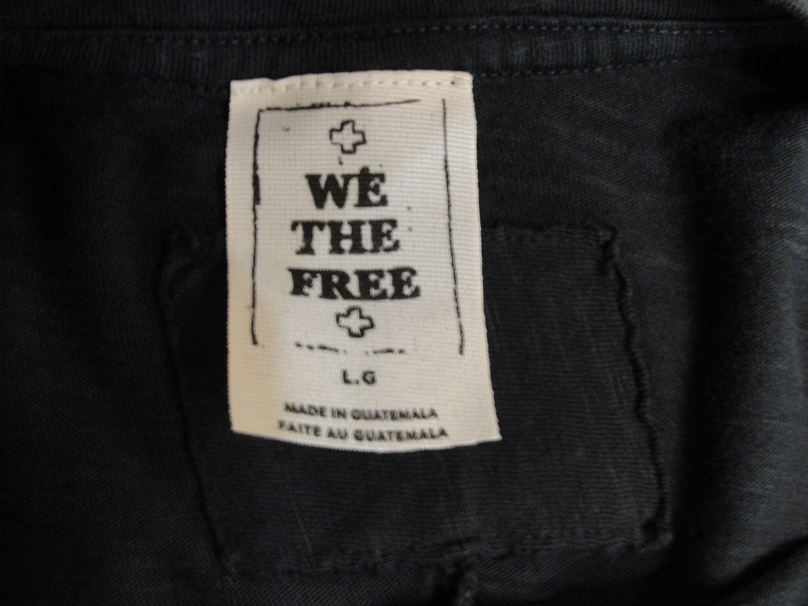 Free People We The Free Bohemian Tee Black Cotton Long Sleeve Thumbhole Sz Large