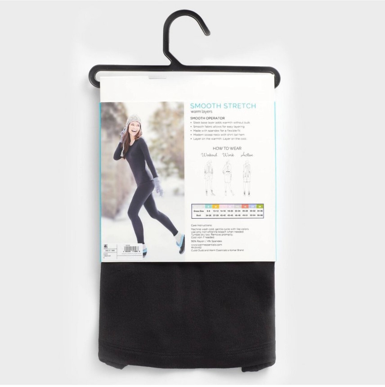 NWT~ Warm Essentials by Cuddl Duds sz S Black Scoop neck Top base Layers ae7