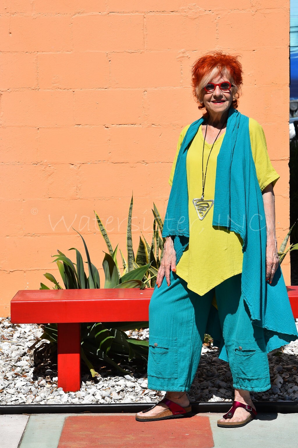 WATERSISTER Cotton Gauze ZENA TUNIC Long V-Hem Top 1(M/L) 2(XL/1X) oh my COLORS