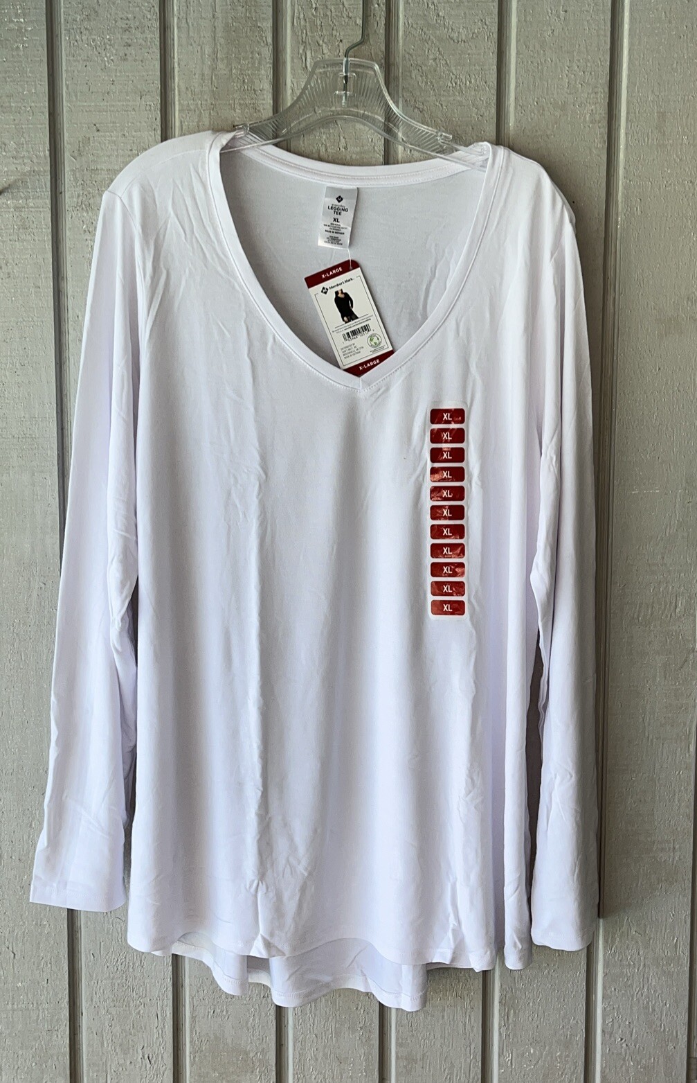 Members Mark Ladies XL White relaxed, fit Hi-Lo hem