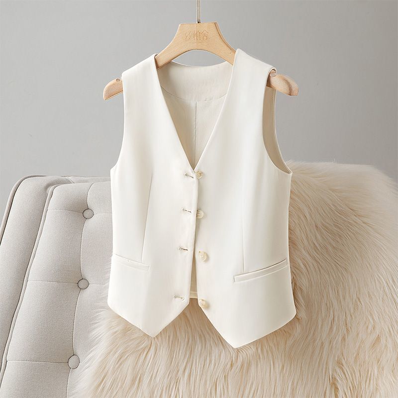 New Women’s Suit Vest Waistcoat Sleeveless Coat Short Jacket Slim Casual Gilet