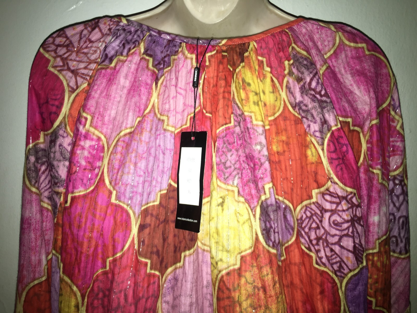 Tolani Collection Multi Color Tassel Hemline Top Size XL Batwing Sleeve New