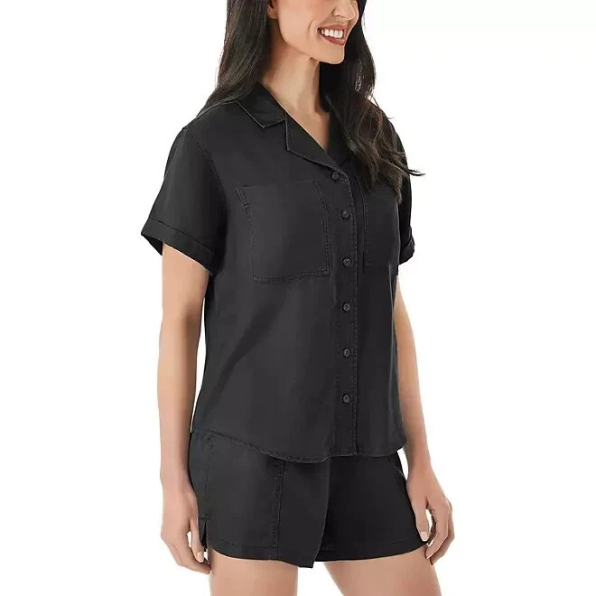Member’s Mark Women’s Tencel Camp Shirt, Black (Medium)