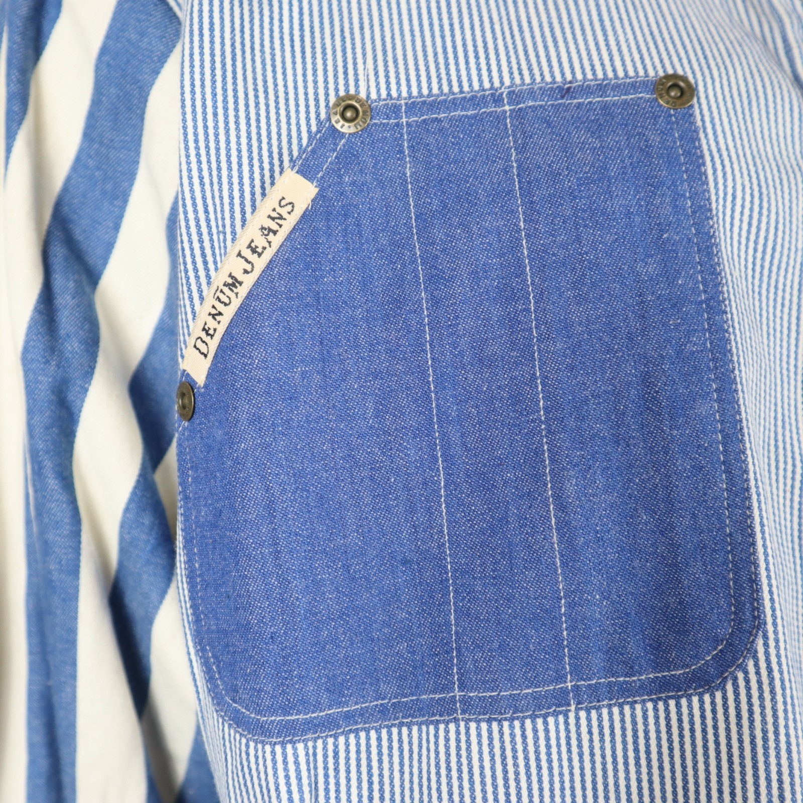 Vintage Denum Jeans Stripe Shirt Western Denim Pockets USA 90s Women’s Medium