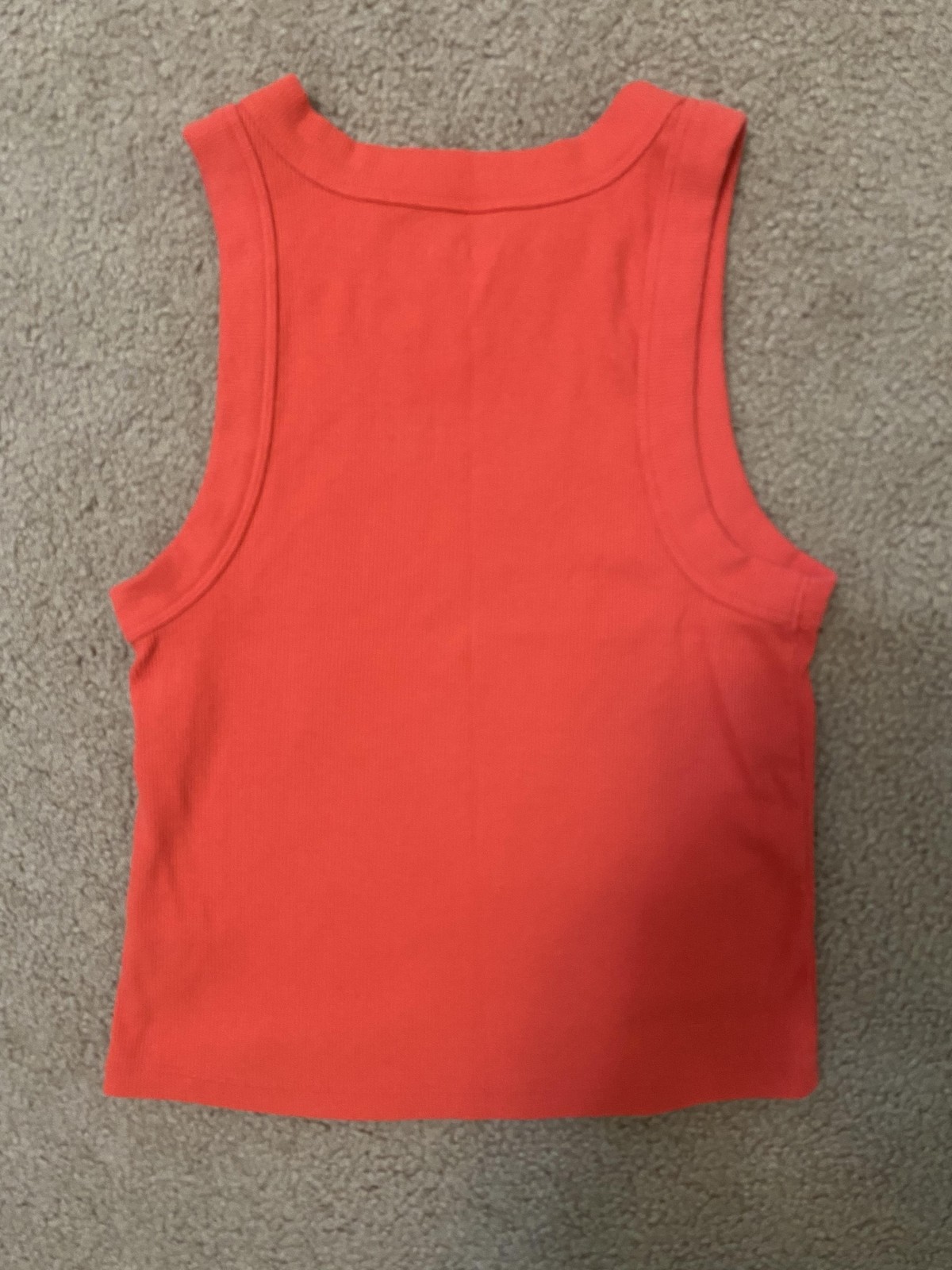 Old Navy Tank Top Womens Medium Orange Ribbed High Neck Cropped Stretch Knit