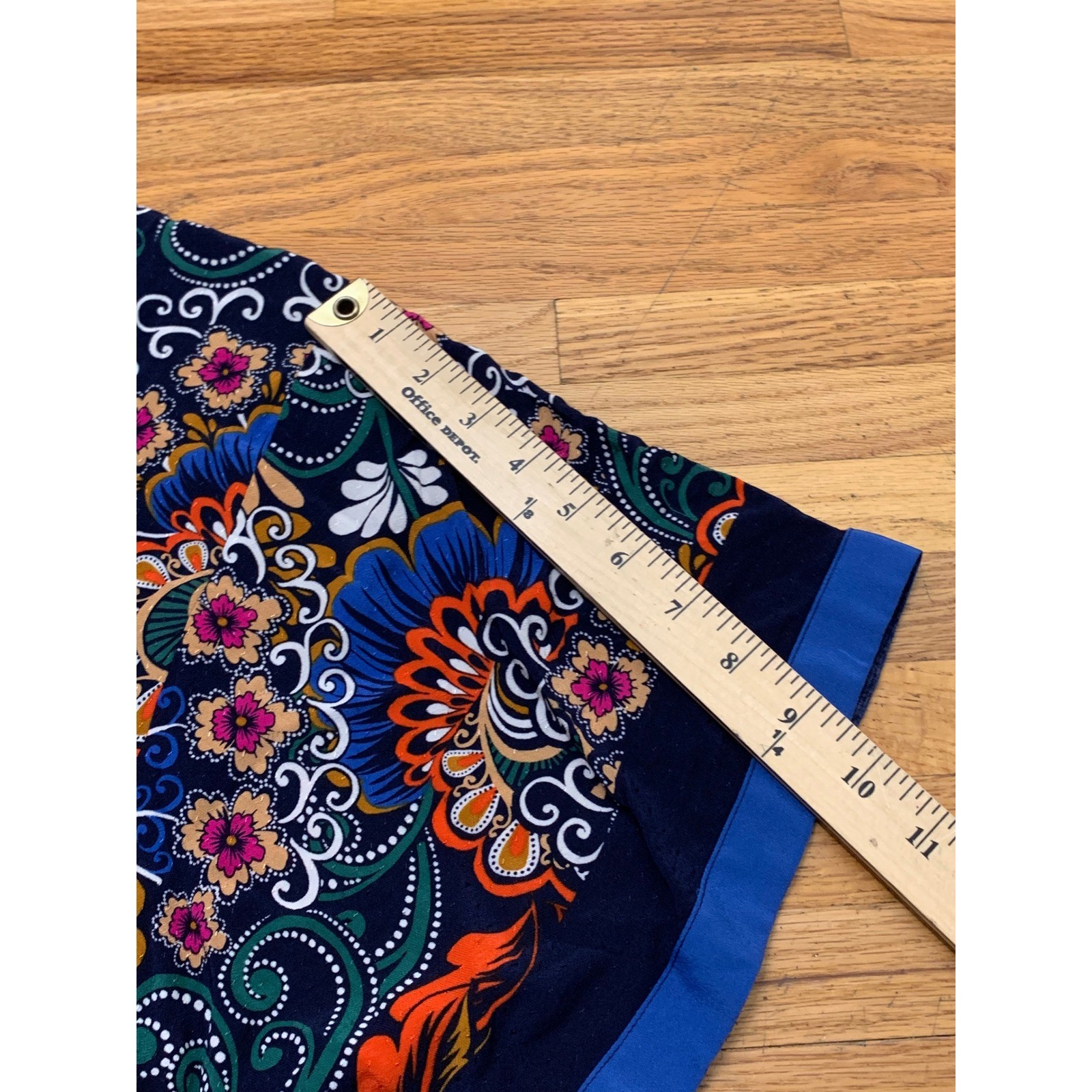 Anthropologie Navy Paisley Floral Smocked Waist Dolman Blouse Top Size M