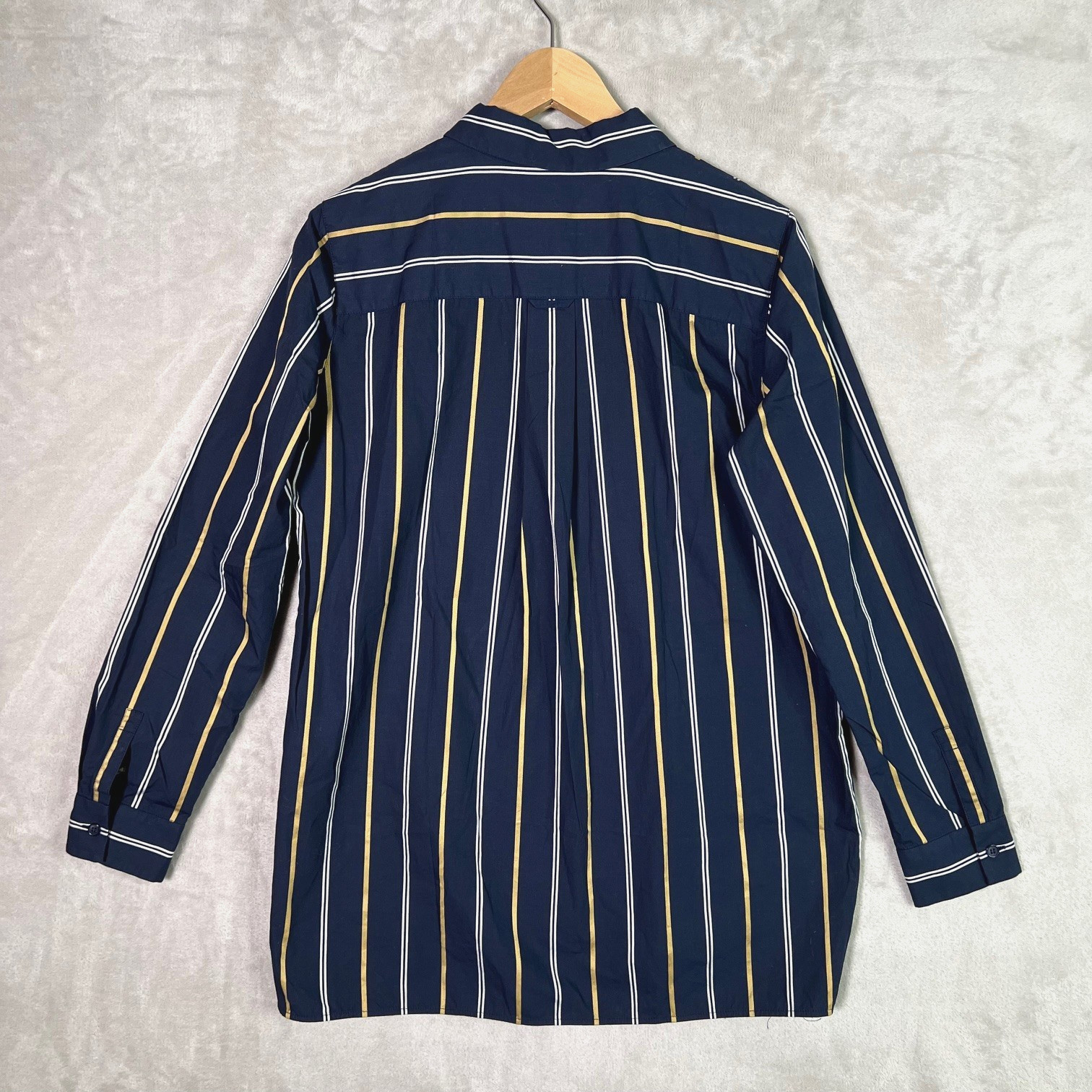 Lafayette 148 New York Shirt Riverside Stripe Brayden Blouse Long Sleeve Size S