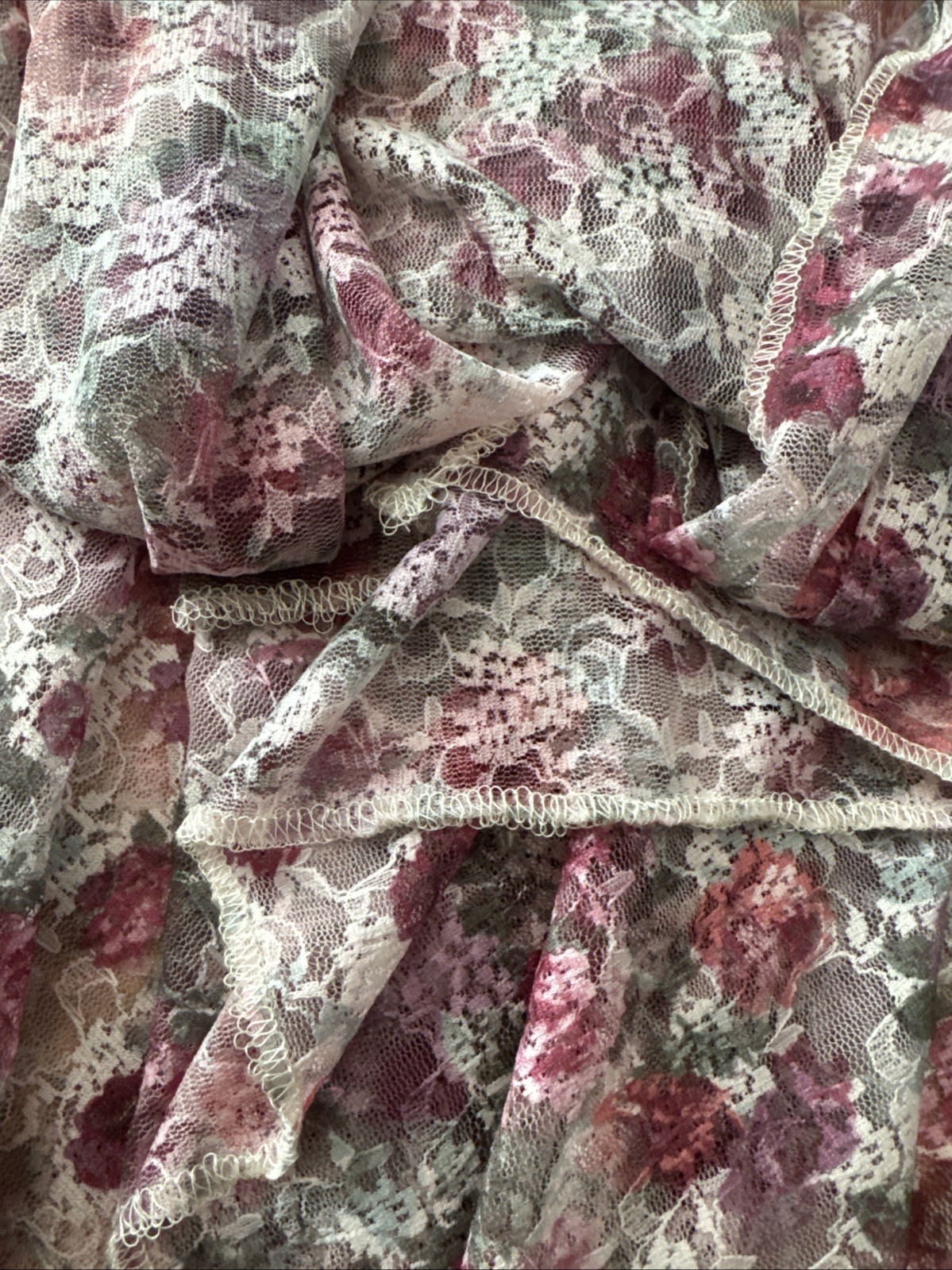 Soft Lacy Kimono Duster Open Front Boho Floral Coral pink cream Festival