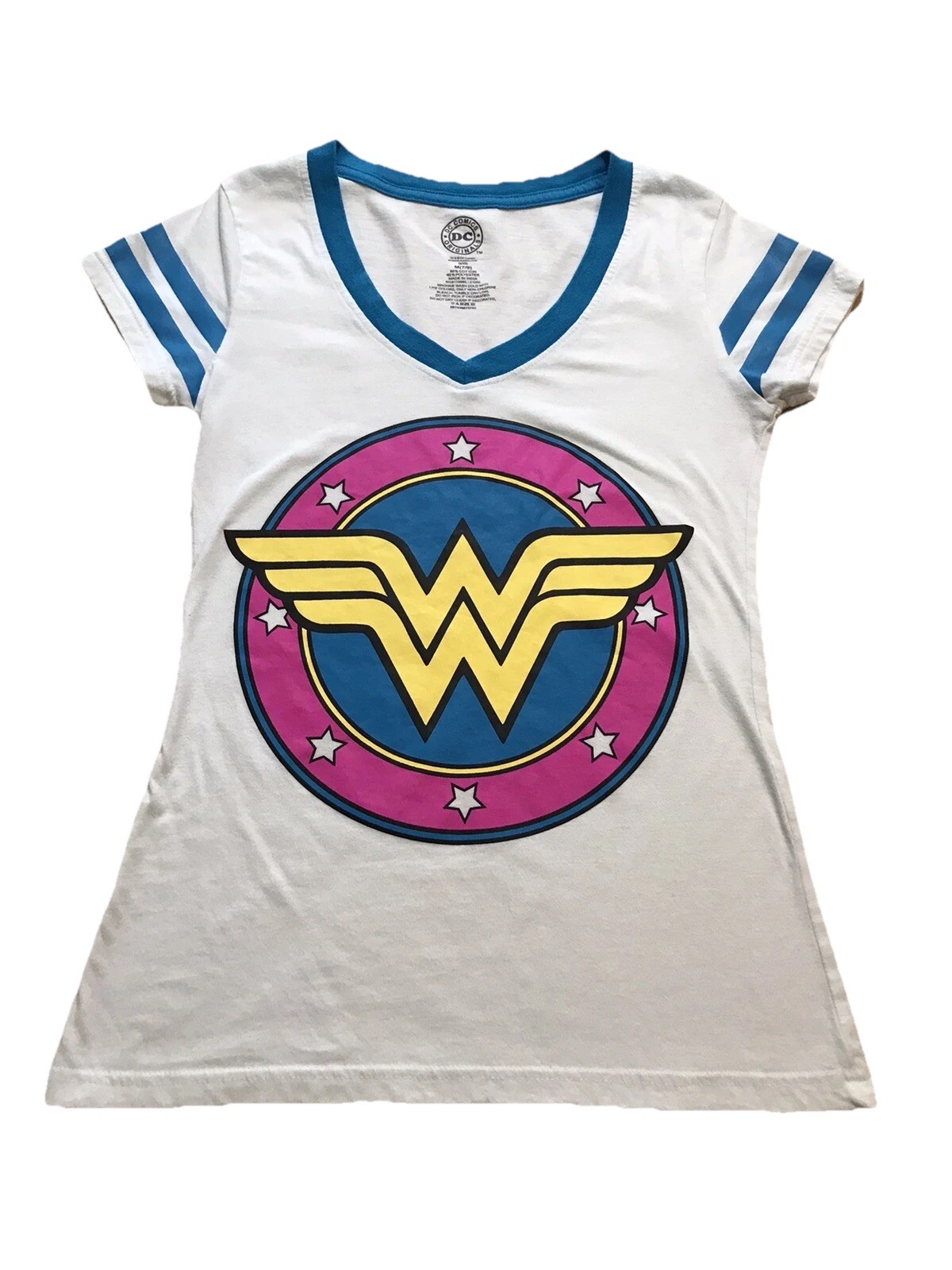 DC Comics Wonder Woman Top Size M (7/9) Multicolored Women’s V-Neck
