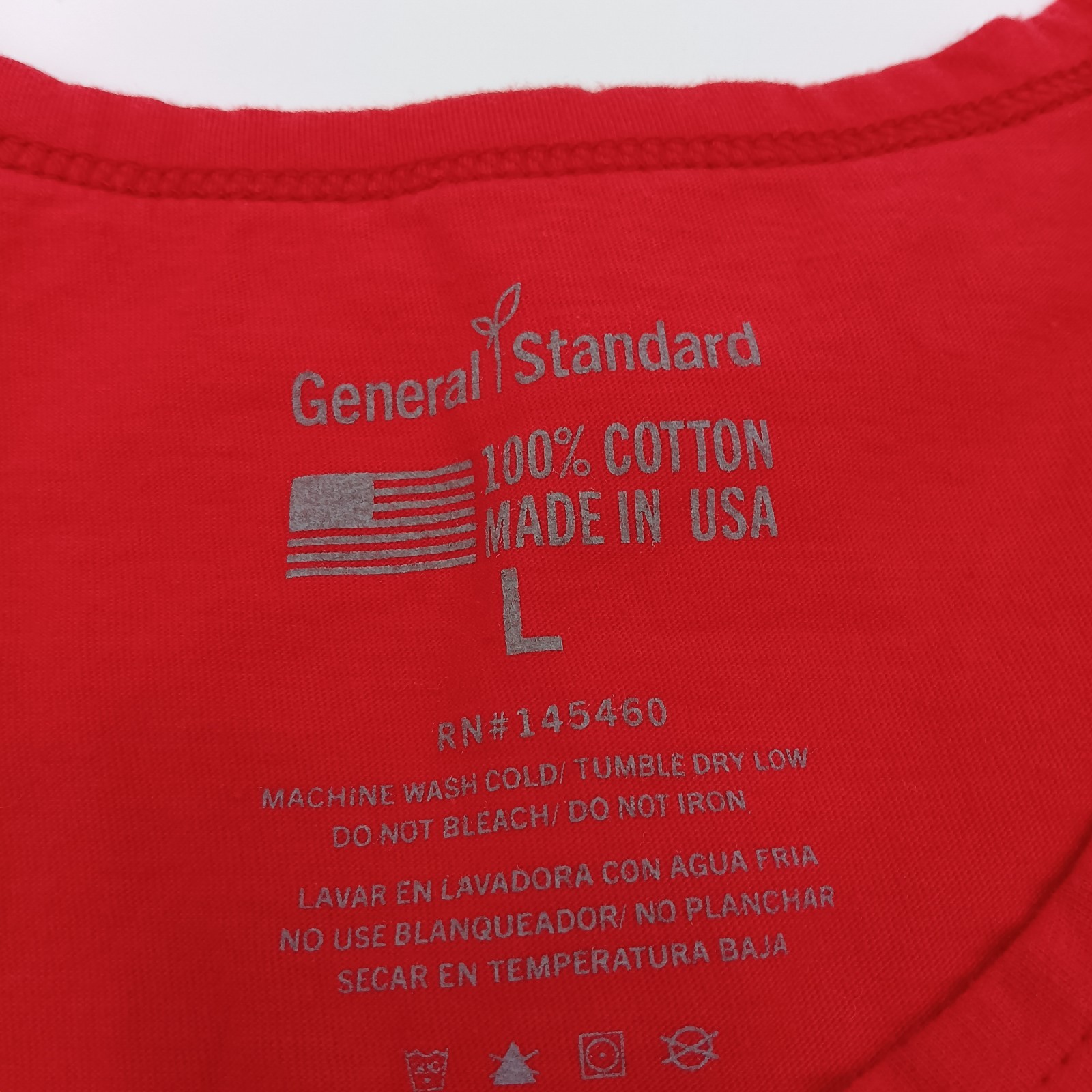 General Standard Top Womens Large Red Stars And Stripes Short Tee