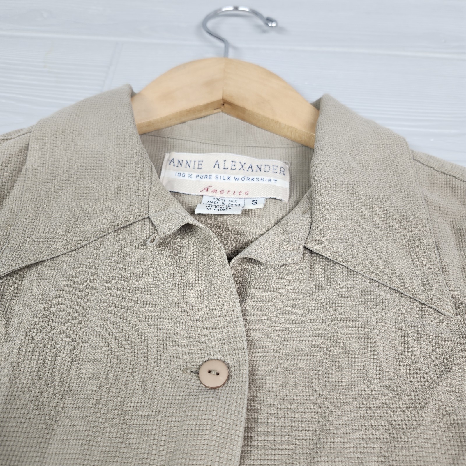 Vintage Annie Alexander Pure Silk Workshirt 3/4 Sleeve Buttonup Womens S