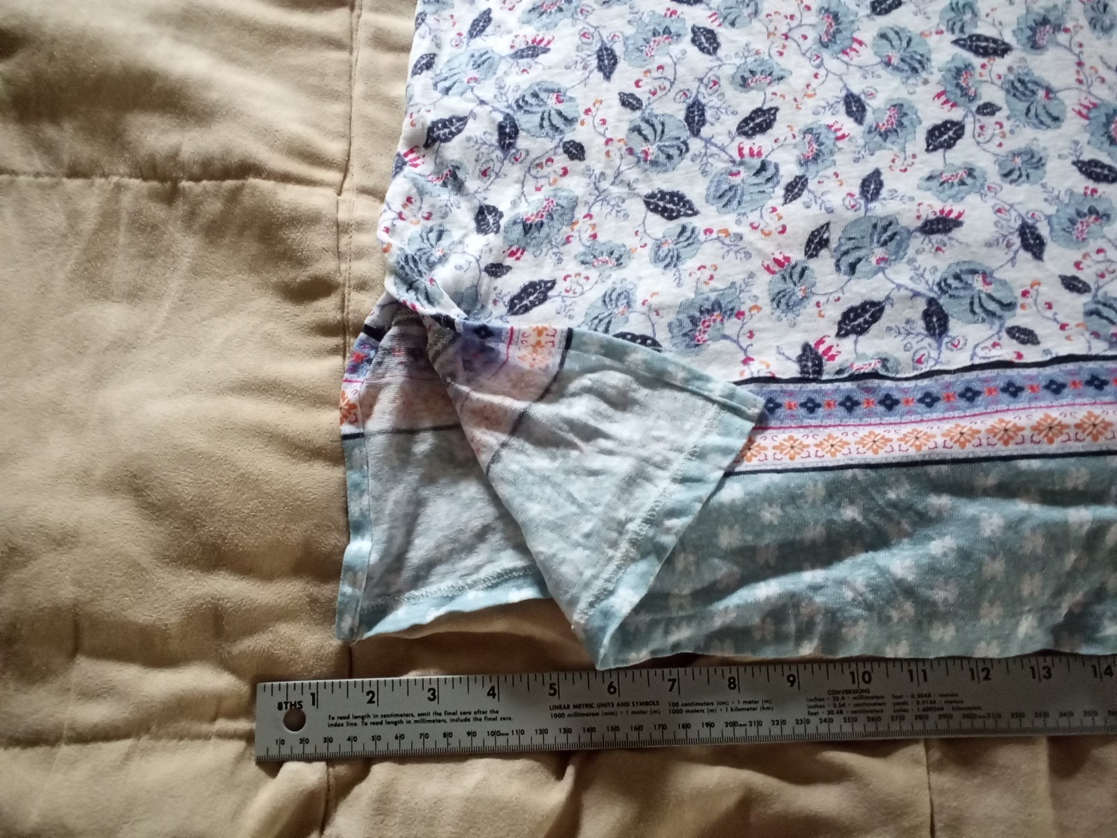 J.Jill Plus Size Love Linen Tunic Top Blouse Size 2X Floral Elbow Length Sleeves