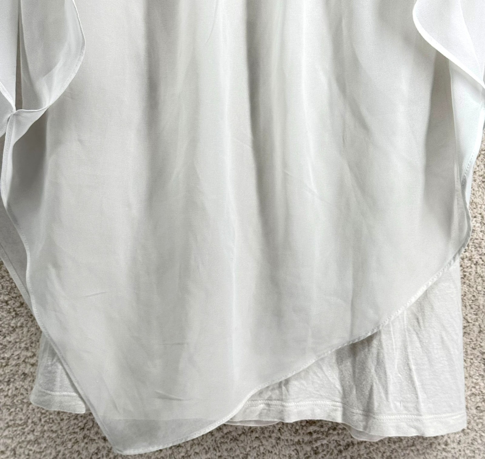 ALYX Womens Blouse Large BOHO Fluttery Top Lined Ruffled Sleeves White/off white