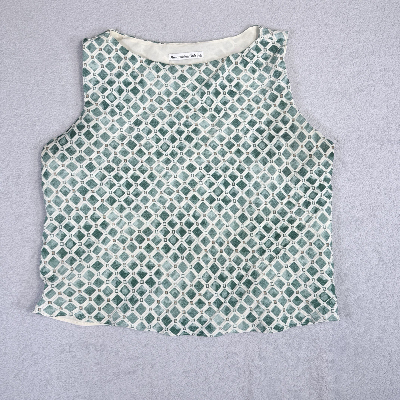 Abercrombie & Fitch Green White Geometric Sleeveless Shell Top Women’s Large