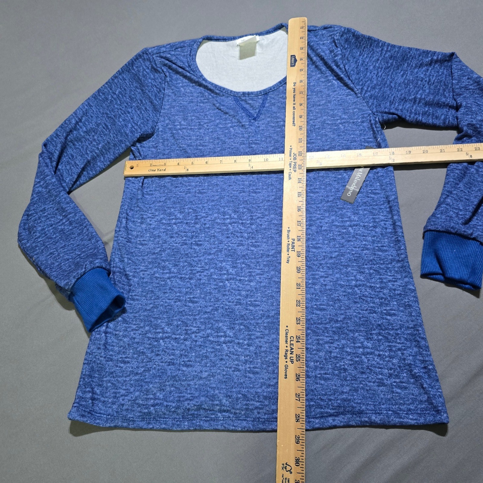 new Catherine Malandrino Top Womens 1X Blue Space Dye Long Sleeve Scoop Neck