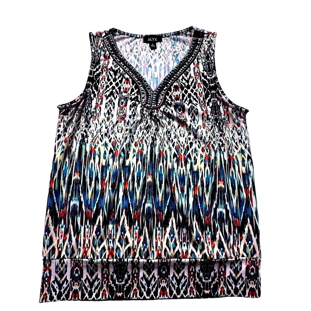 ALYX Sleeveless V Neck Beaded Embellished Tunic Top Women’s Size M