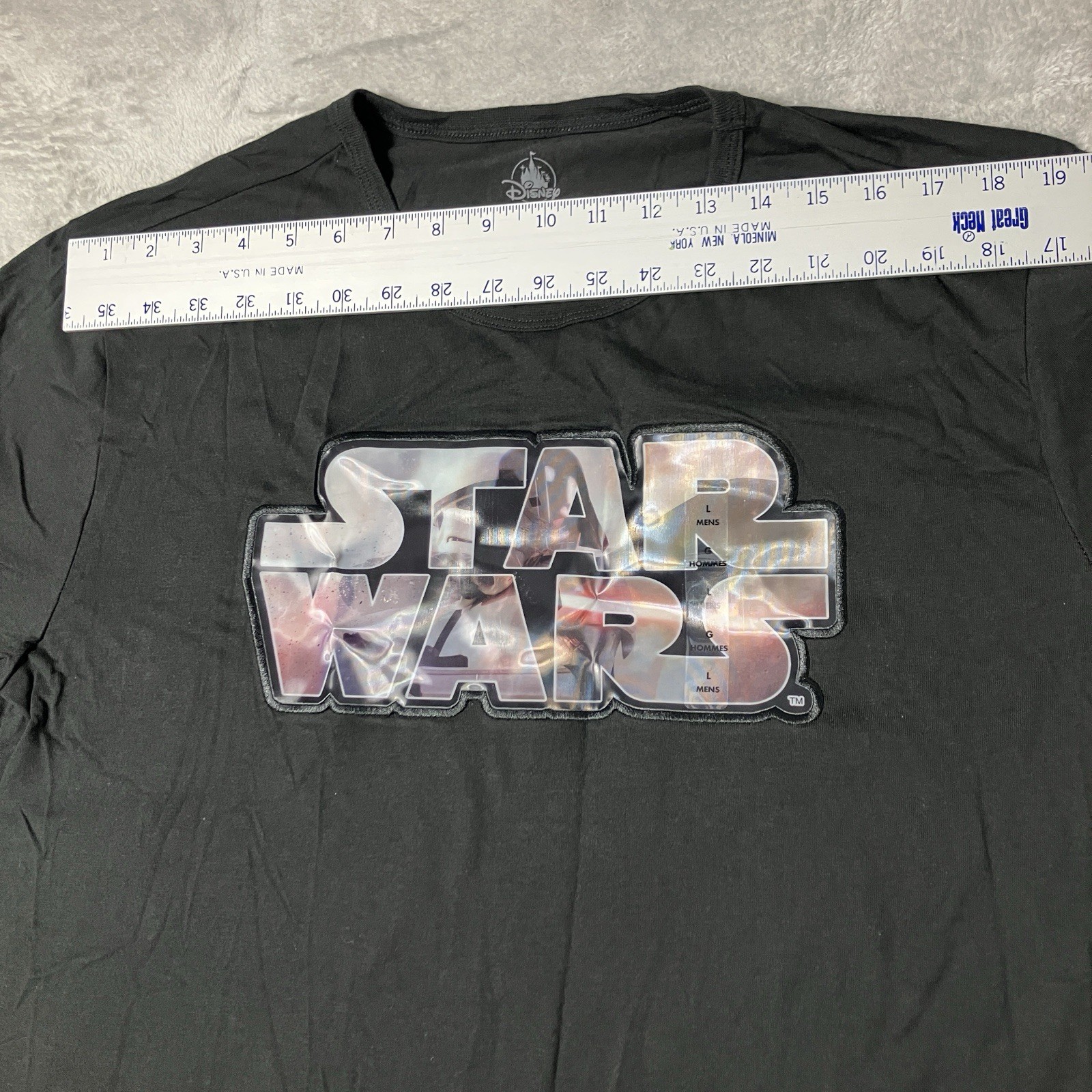 Disney Star Wars T Shirt Womens L Black 3D Lenticular Graphic Logo Movie Tee NWT