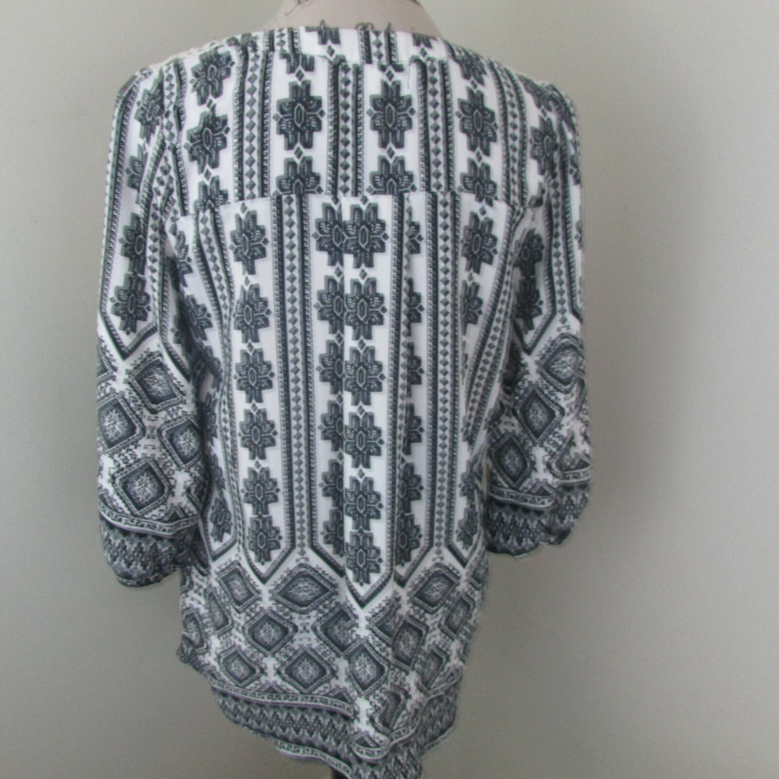 Fab’rik Womens Blouse Medium Black White Boho