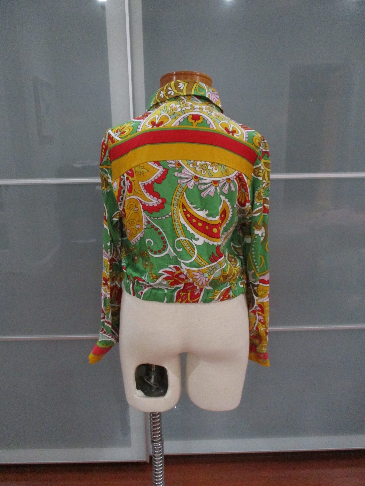 Haute Hippie Style Long Sleeve Paisley Print Tie Front Button Up Shirt Size M