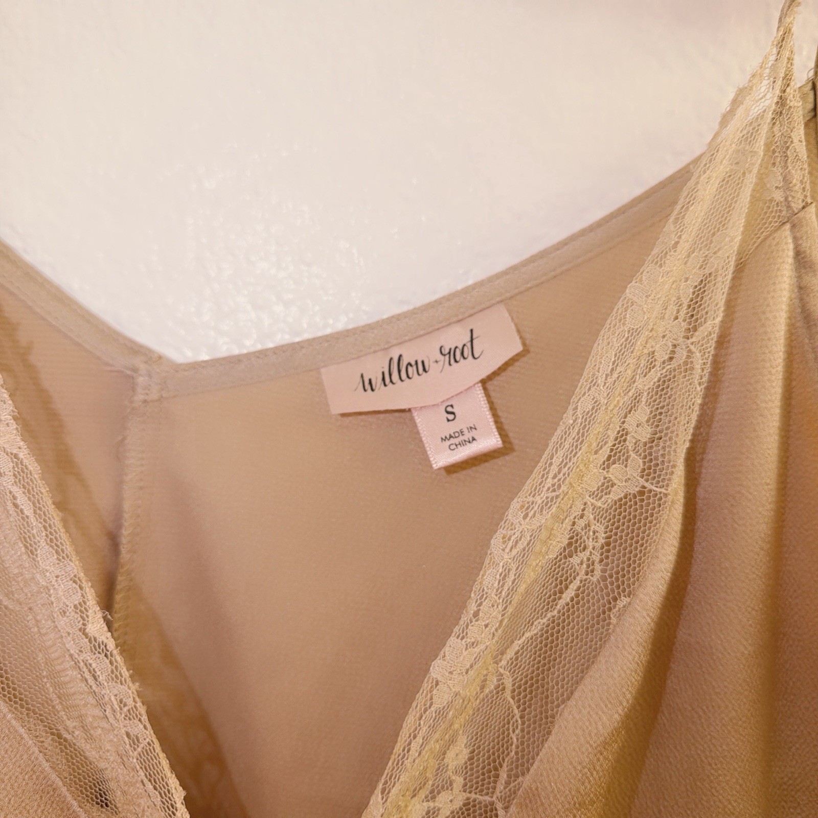 G Y2k Womens Gold Lace Trim Babydoll Fairy Grunge Coquette Cami Tank Top Sz S
