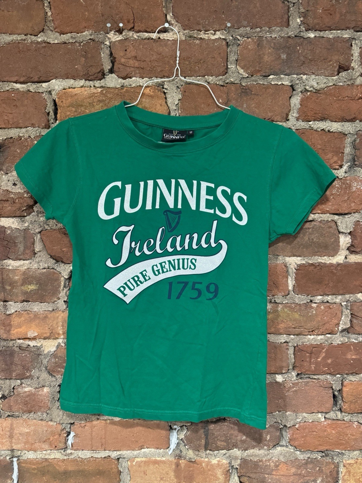 Guinness Women’s Green Logo T-Shirt (100% Cotton) Fits Like Small