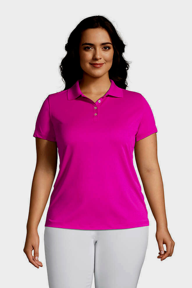 NEW LANDS END OUTFITTERS WOMENS S/S POLO SHIRT- FUCHSIA PINK 2X XXL
