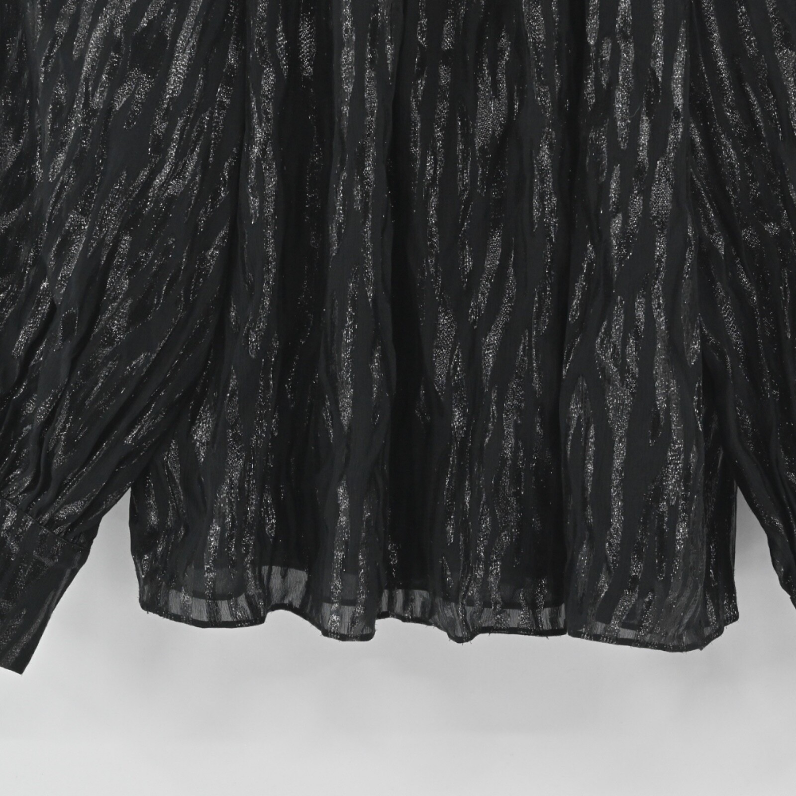Rebecca Taylor Silk Metallic Top Womens Size 4 Black Safari Ruffle Vamp Glam