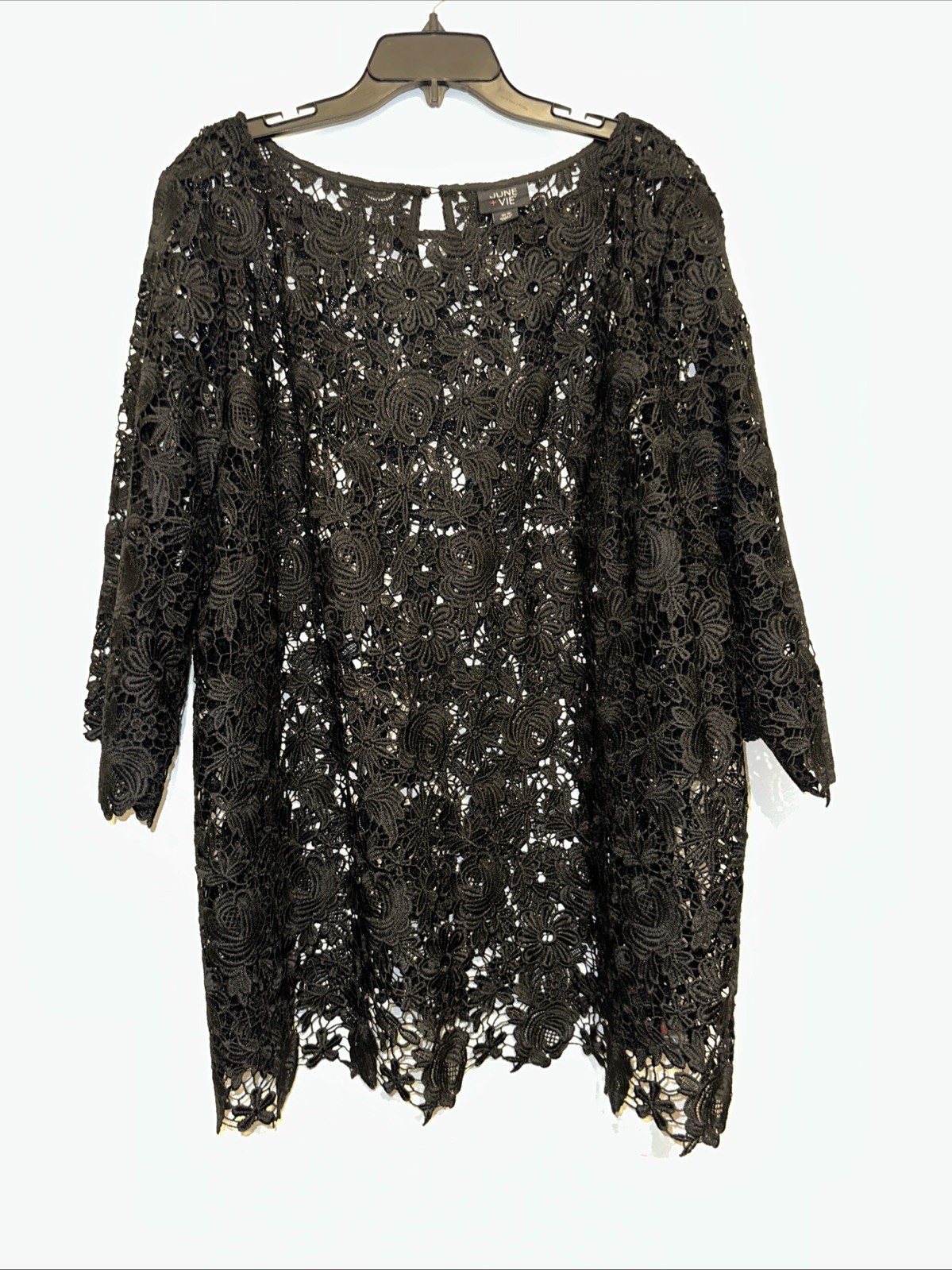 June + Vie Black Lace Blouse Women’s 30w NWT Formal, Wedding, Cocktail