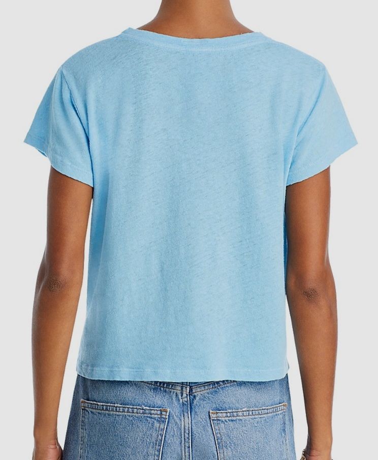 Mother Women’s Blue Cotton Linen Crew Neck The Sinful Graphic Tee Shirt Size XS