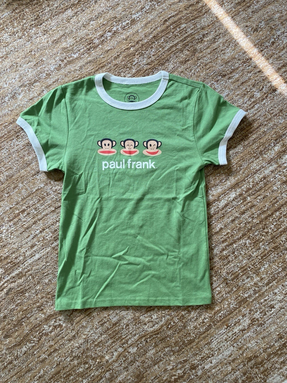NWOT Paul Frank Baby Tee Shirt Sz Small Green Y2k McBling Indie Sleaze