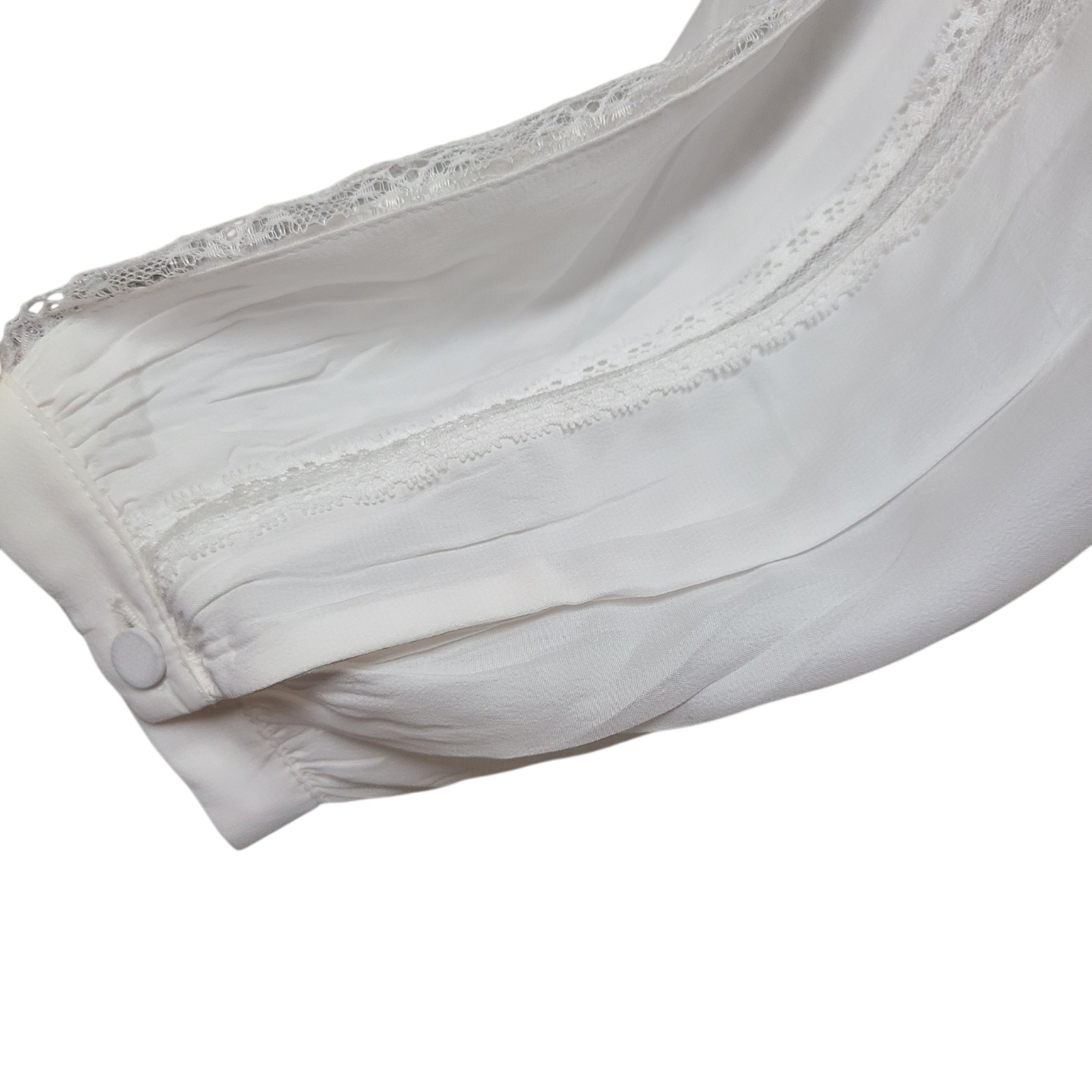 Madewell Lace-Insert Button-Up Long-Sleeve Blouse Winter White XS NEW