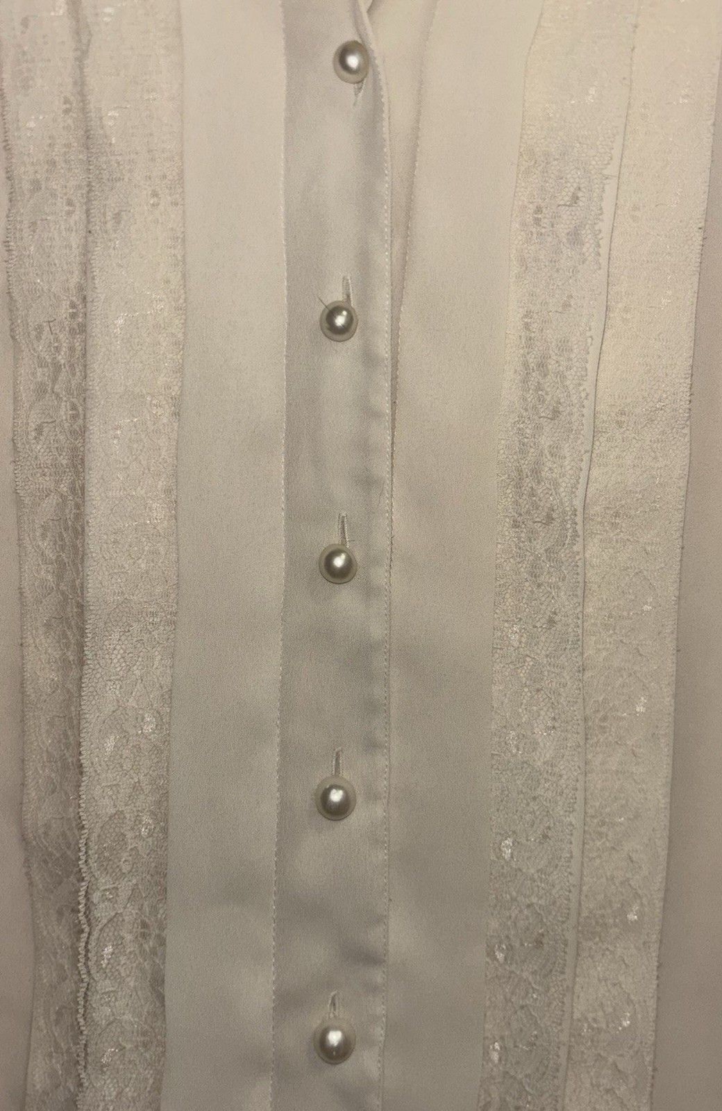 Gianna White Lace Pearl Button Long Sleeve Blouse Romantic Sz 8