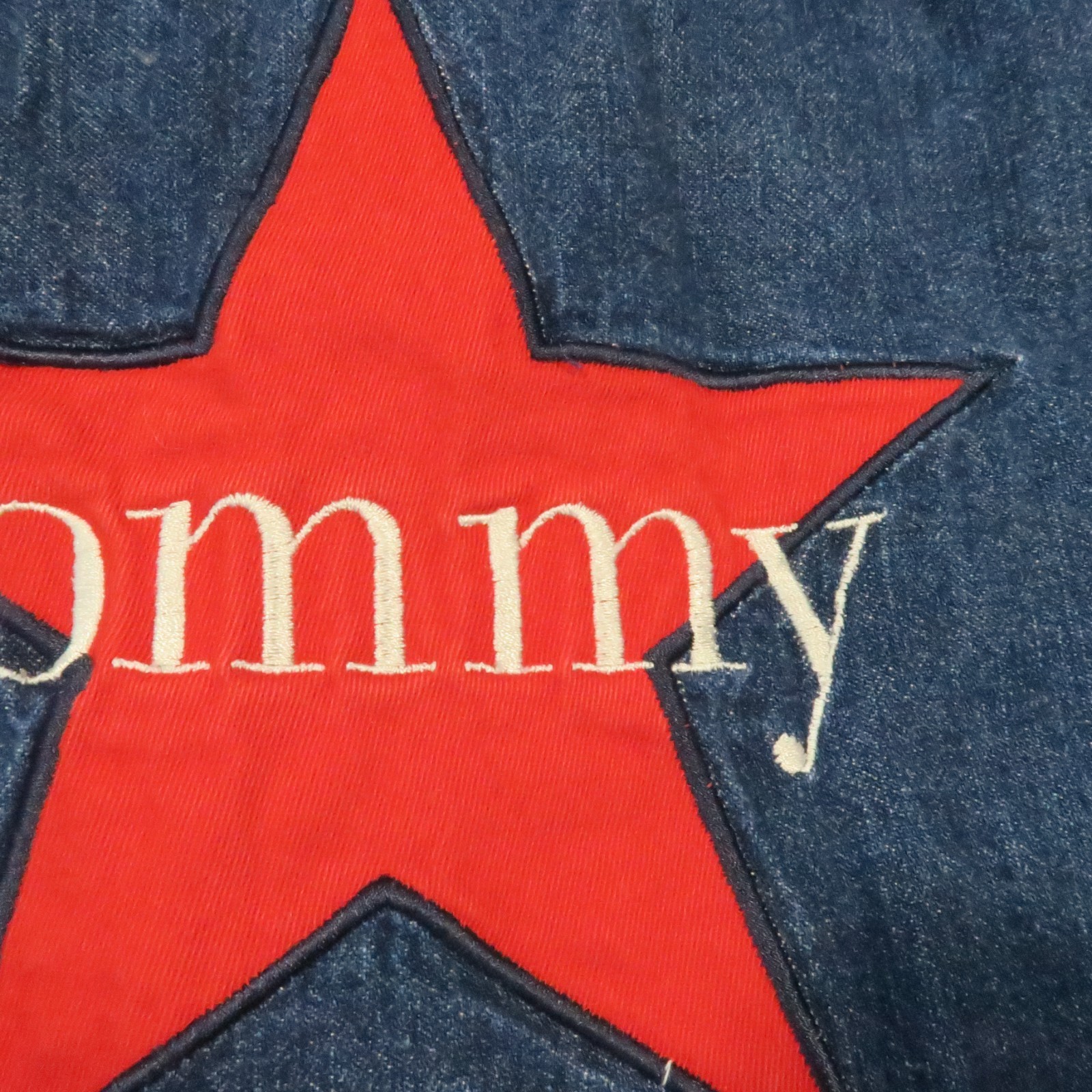 Tommy Hilfiger Denim Shirt Womens 8 Blue Star Crest Embroidered Vintage 90s Y2K