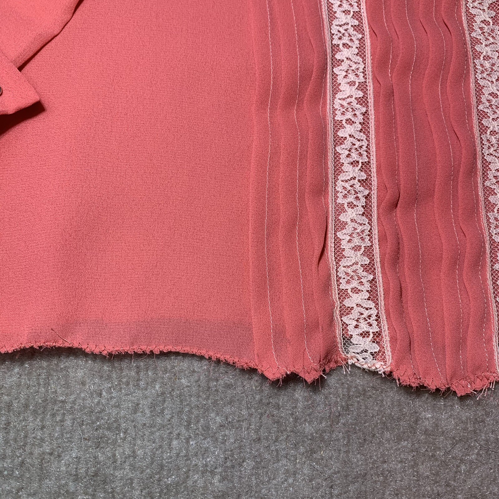 Vintage Blouse Top M L Handmade Pleated Bohemian Gypsy Lace Hippie Fairy Core