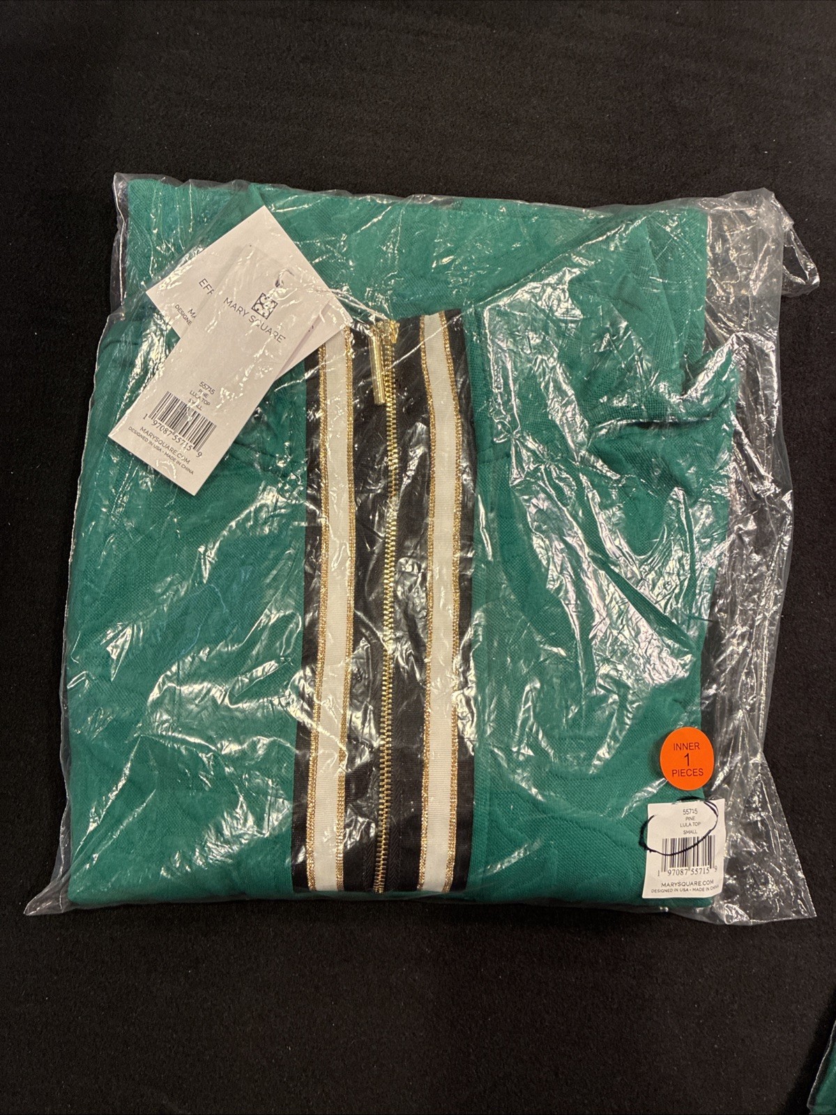 New Mary Square Set Pine Green S Small Floral Embossed Women’s 3/4 Zip Lula