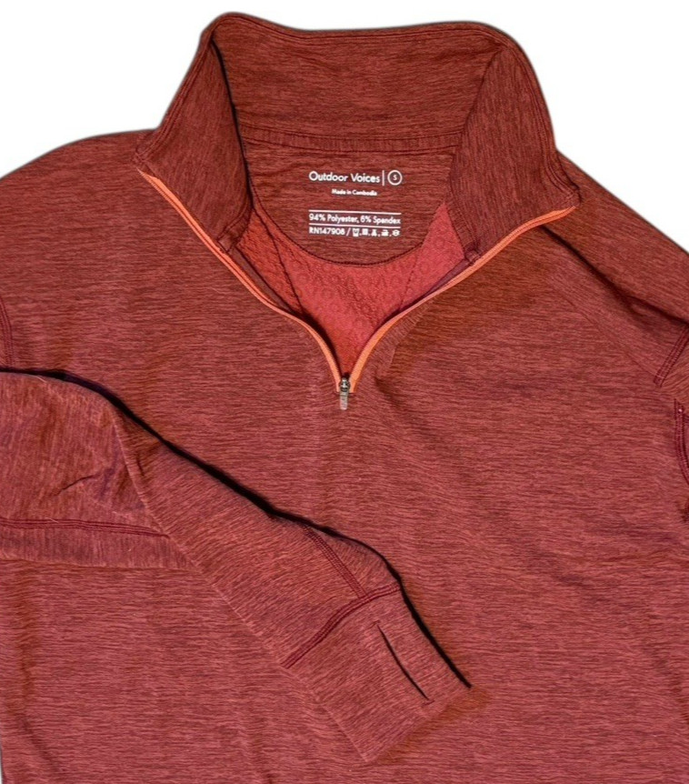 Outdoor Voices Quarter Zip Size Small Shirt Pullover Top Red Rust Thumbholes