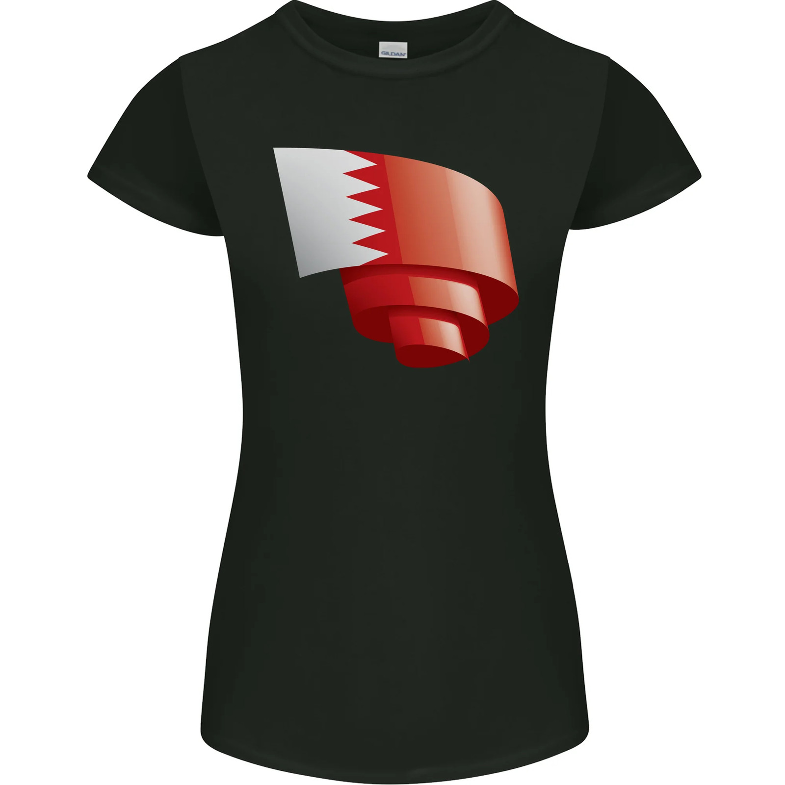 Curled Bahrain Flag Bahraini Day Football Womens Petite Cut T-Shirt