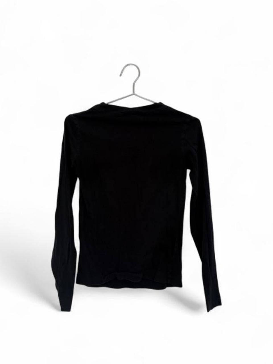Roberto Cavalli black long sleeve top with white graphic of a bulldog