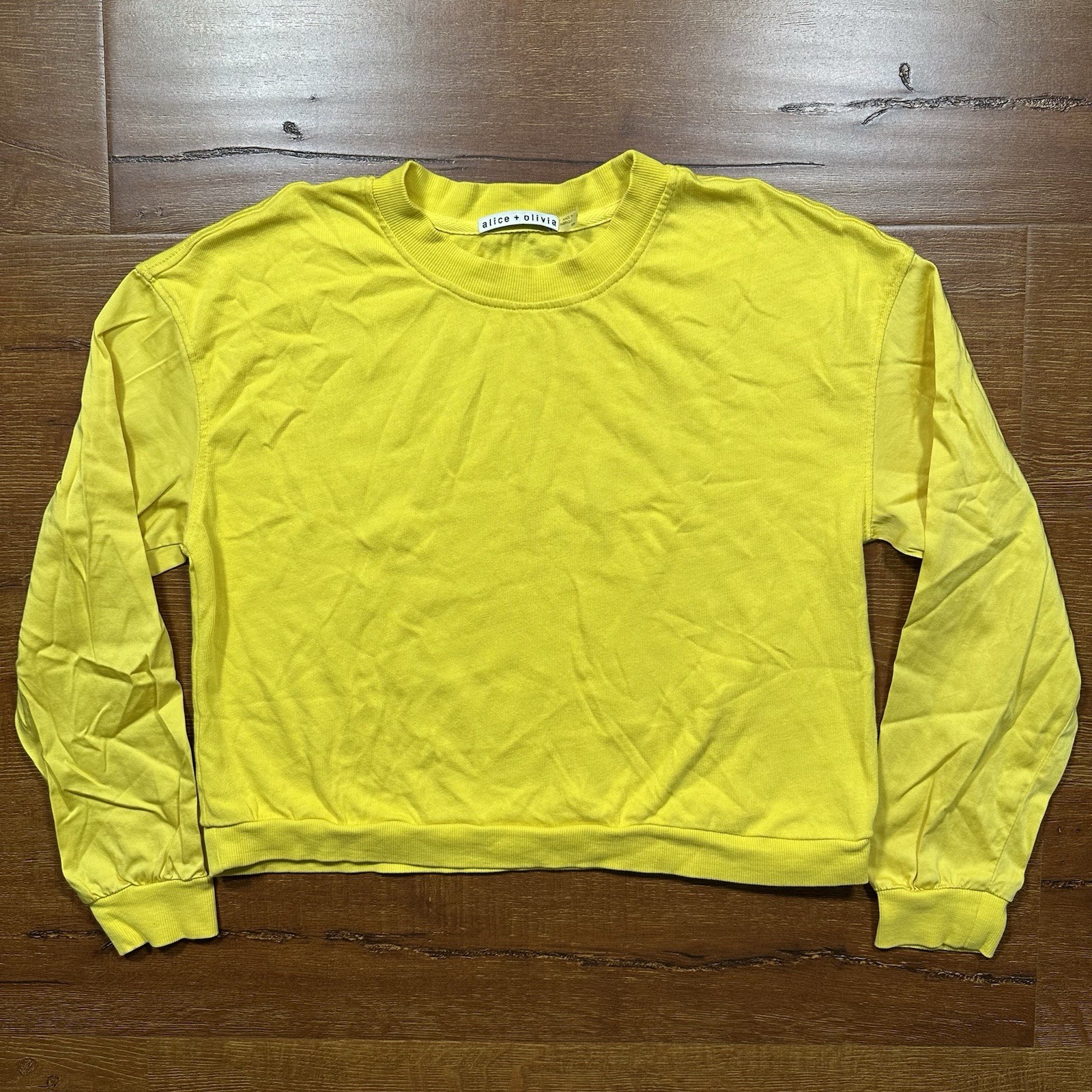 Alice + Olivia Long Sleeve Shirt Women M Yellow Elevated Essential Designer City